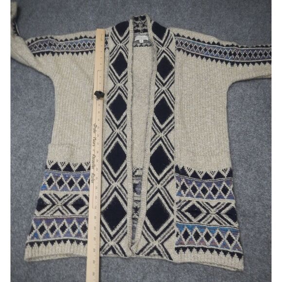 Lucky Brand Aztec Geometric Open Long Cardigan Sweater Womens Small Petite Boho - Picture 9 of 12